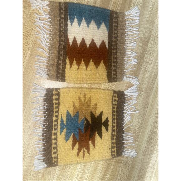 Set Of 4 Vintage NATIVE AMERICAN Handcrafted WOOL Woven COASTERS Southwestern - Picture 7 of 7